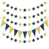 Outer Space Decorations Birthday Party Decorations Navy Gold Triangle Banner 2pcs Navy Blue Glitter Gold Paper Star Garlands Star String for Prince Twinkle Twinkle Little Star Baby Shower Decorations