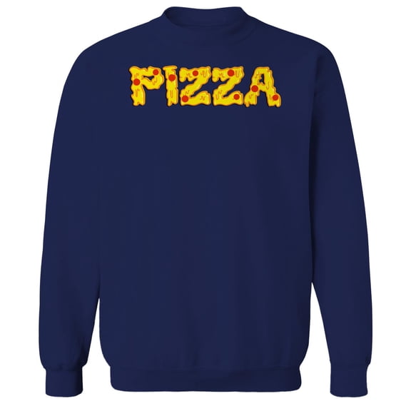 Pizza Humor Graphic Navy Men's Crewneck Sweatshirt