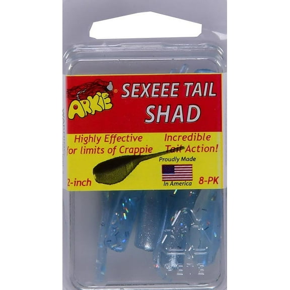 Arkie Lures 2 inch Sexee Tail Shad Soft Fishing Lures, Color Crystal Blue