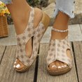 thumbnail image 6 of THDHVS Wedge Sandals for Women,Womens Wedge Sandals,Women's Fashion Printed Spring and Summer Casual Thick-soled Wedge-heeled Beach Sandals Khaki 9, 6 of 6