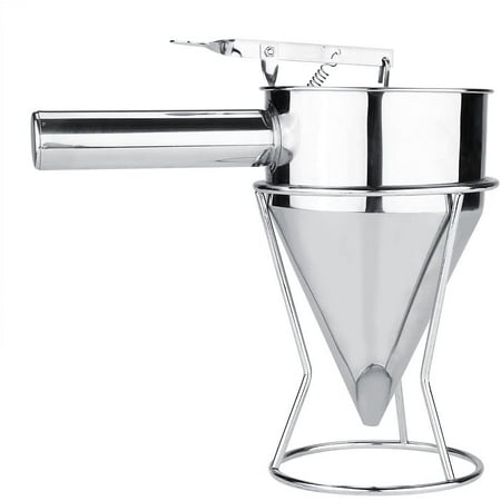 

Stainless Steel Baking Funnel Funnel - Stainless Steel Dough Scoop Fondant Funnel Cake Desserts Cooking Utensils with Rack for Home Kitchen Bakery