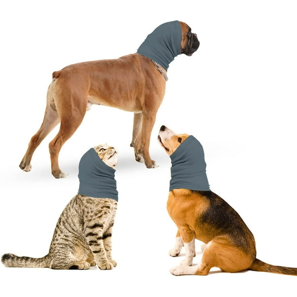 (L, Blue) Dog Snood to Warm Dog's Neck and Ears, Soothing Pet Earmuffs