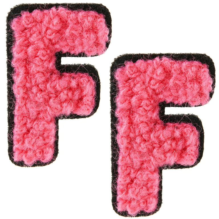 2 Pcs 2.4 Inches Chenille Letter Patches, Iron on Letters for Fabric Clothing/Hat/Bag, A-Z Varsity Letters Iron on Patches - Pink, Letter S
