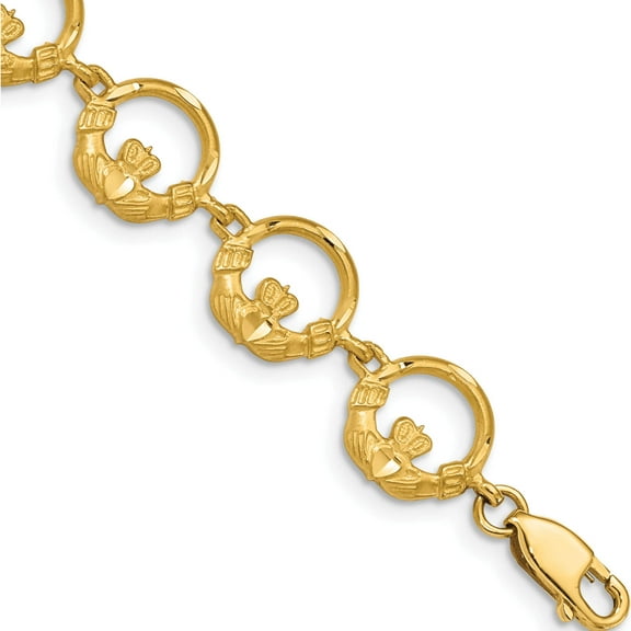 14K Yellow Gold Claddagh Bracelet Made In United States fb1217-7