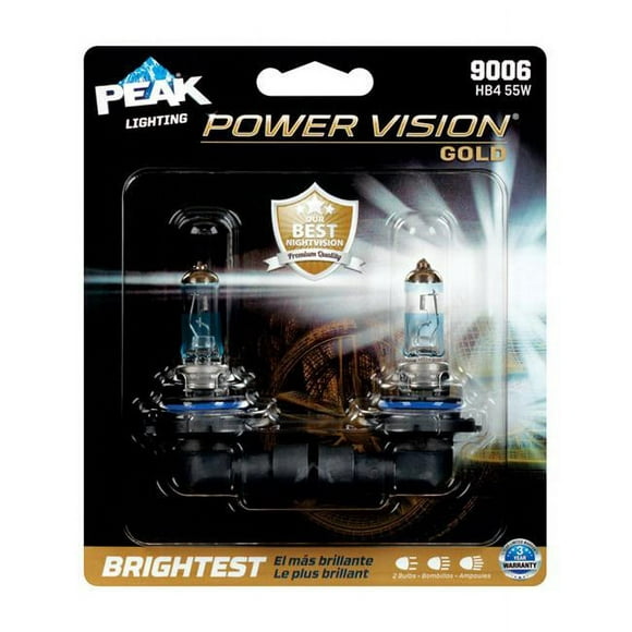 PEAK Éclairage Puissance Vision Or 9006 HB4 55W Plus Lumineux Blanc Ampoules de Phare