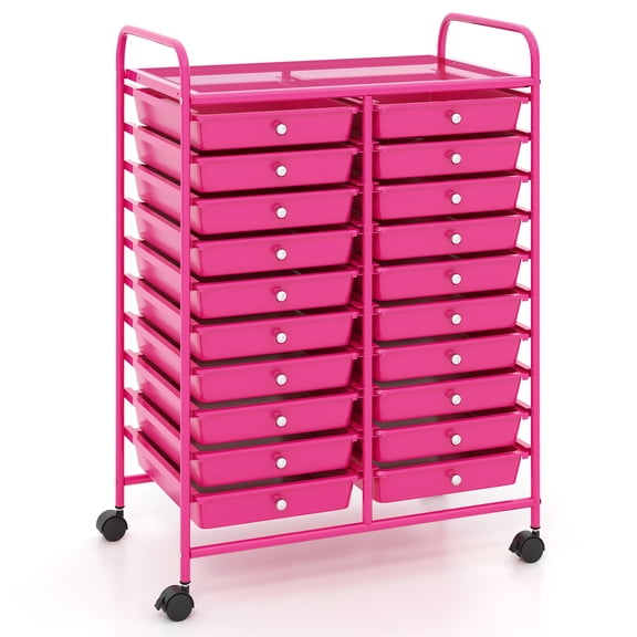 Topbuy 20-Drawer Rolling Storage Cart - Mobile w/Drawers for School Classroom Teacher Office Home Salon Paper File Art Supply Craft Organizer