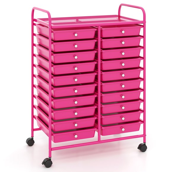 Patiojoy 20-Drawer Rolling Storage Cart - Mobile w/Drawers for School Classroom Teacher Office Home Salon Paper File Art Supply Craft Organizer