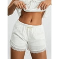 thumbnail image 5 of Musuos Women’s Lace Trim Shorts Elastic High Waist Little Bow Fitted Lounge Short Pants for Casual Daily, 5 of 10