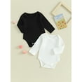 thumbnail image 3 of Bagilaanoe 2 Packs Newborn Baby Girl Rompers Long Sleeve Bodysuit 3M 6M 9M 12M 18M Infant Ribbed One Piece Jumpsuit, 3 of 9
