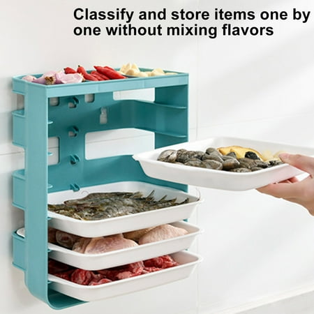 

Yanerim Wall Mount Food Preparation Shelf with 6 Serving Trays Multi-layer Kitchen Restaurant Hot Pot Vegetable Meat Fruit Prep Holder Organizer Rack