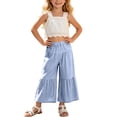 thumbnail image 2 of OGLCCG Girls Summer Outfit Sleeveless Lace Crop Tank Tops and Wide Leg Ruffle Pants Cute 2 Piece Clothing Set 2-8 Years, 2 of 9