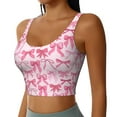 thumbnail image 2 of Picia Pink bows Pattern Sports Bra for Women,Padded Strappy Sports Bras Medium Support Yoga Bra with Removable Cups,Running Yoga Bra-Large, 2 of 8