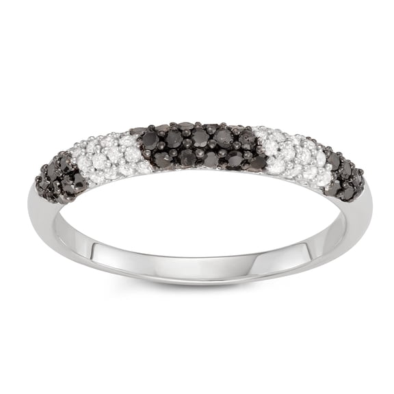 MyDiamondBox 1/2 Carat Total Weight (cttw) Sterling Silver Black and White Diamonds Ring for Women (Size: 5)