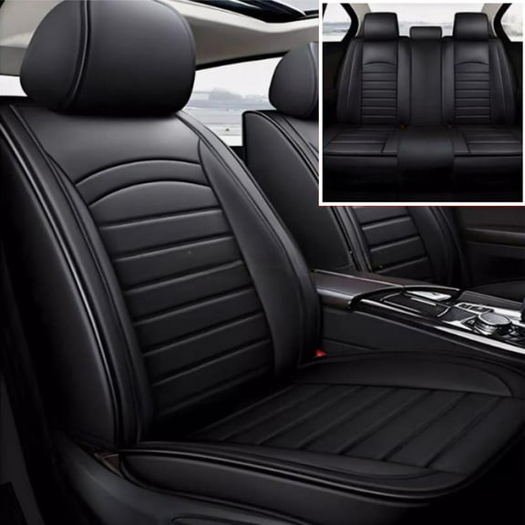 Seat Cover for Jeep Cherokee 2014-2025: Car Seat Covers Full Set Waterproof Faux Leather Seat Cover Cushion Protector (Black)