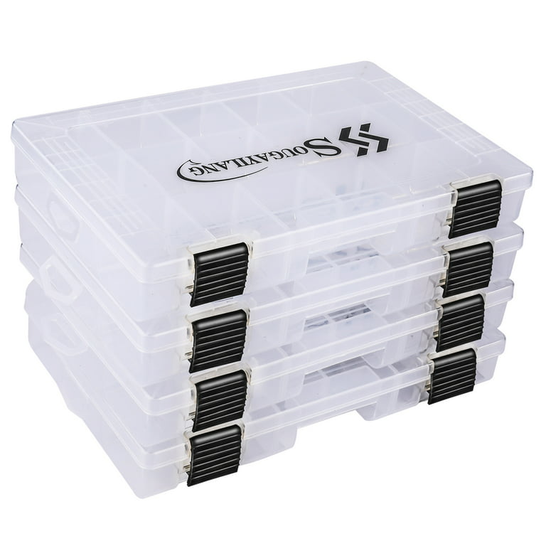 Sougayilang Fishing Tackle Boxes - Removable Dividers Plastic Organizer 4  Packs 3600/3700 Trays - Parts Box