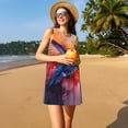 thumbnail image 3 of Vsdgher Robe d'Été Imprimée Art Aquarelle Colibri Vibrant pour Femmes Robe de Plage Décontractée Sans Manches avec Poche, 3 of 7