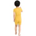 thumbnail image 3 of CYRBOKO Girls Outfit Sets, Short Sleeve Solid Color 2 Pieces T Shirts with Shorts Sets Yellow Size 7 T, 3 of 5