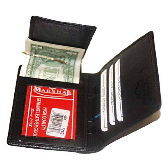 100% Leather Bi-fold Mens Wallet Black #1762_BK