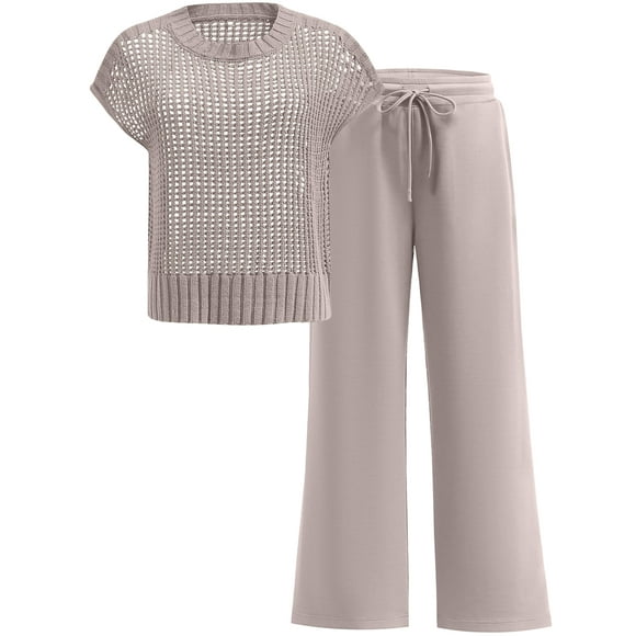 Suéter ANRABESS de dos piezas, pantalones anchos para mujer