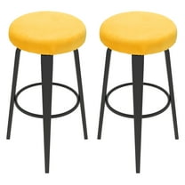Uxcell 2 Pcs Velvet Bar Stool Covers, 14-18 Inch Round Bar Stool Cover with Elastic Band Stretch Chair Seat Cover Washable Slipcovers for Round Stool Chair, Yellow