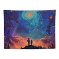 thumbnail image 5 of Black Light Planet Tapestry Astronaut Tapestry Love Tapestry UV Reactive Tapestry Wall Tapestry for Bedroom, 5 of 6