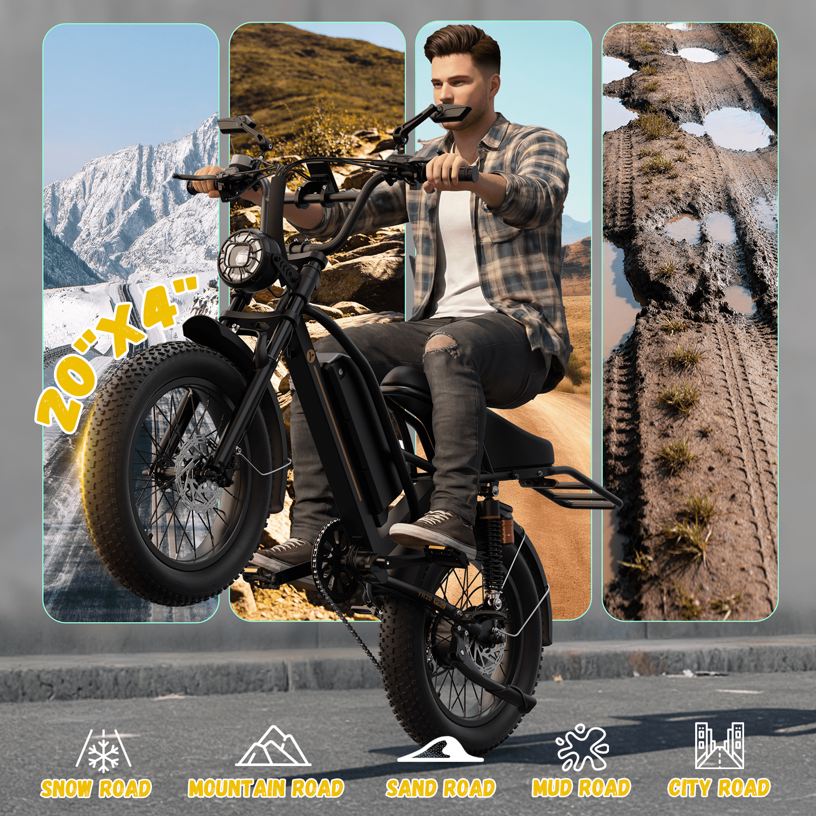 Jasion YR20 PRO Electric Bike for Adults 20", Class 3 750W E Mountain Bike, 52V 20Ah Electric Bicycle 90 Miles Max Range, UL2849