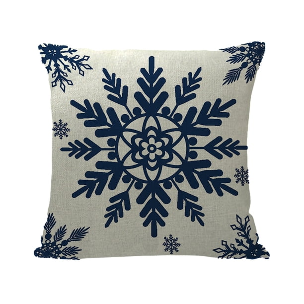 Funda De Cojín Navideña Con Copos De Nieve, Alce, Árbol De Navidad Y Papá Noel, De Lino, Para Sofá