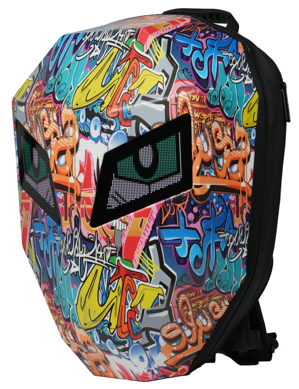 19" LED Backpack, Animated Digital Motorcycle Backpack with Programmable Moving Eyes, DIY Graffiti, Perfect Tech Gear