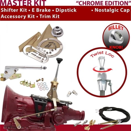 American Shifter TH200 Shifter Kit Chrome 6 in. E Brake Cable Clevis Trim Kit Dipstick for EC810