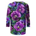 thumbnail image 4 of Pntutb Femmes Hauts Courts Tendance Mode Femmes Imprimé Col Rond Manches 3/4 T-Shirt Chandail Haut Blouse Rabais, 4 of 5