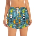 thumbnail image 2 of Susaid pirates animals Print Women's High Waisted Running Shorts Quick Dry Athletic Gym Track Workout Shorts Zip Pocket-Small, 2 of 7