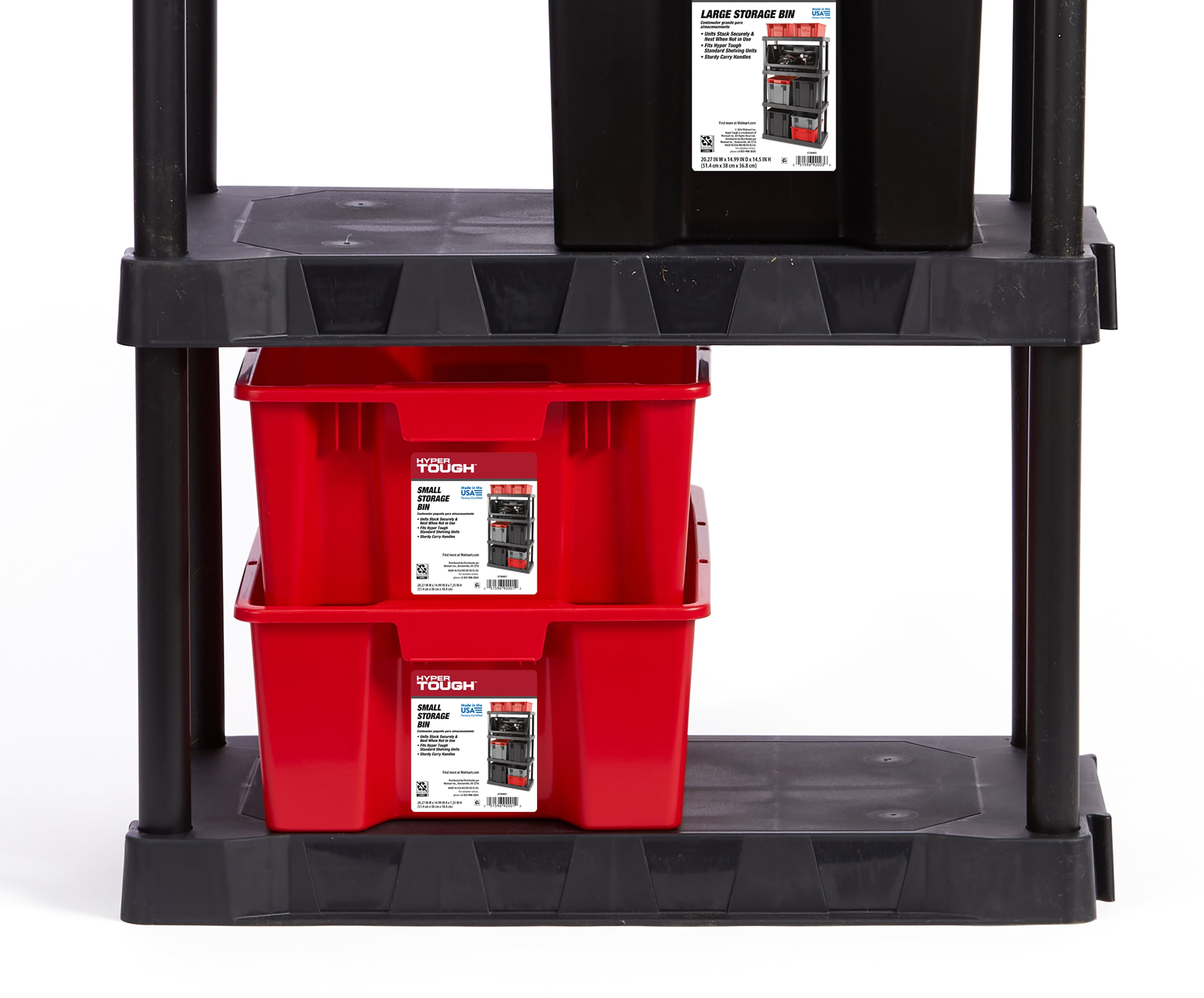 Hyper Tough Garage Plastic Stacking Open Storage Bin, Small, Red, No Lid