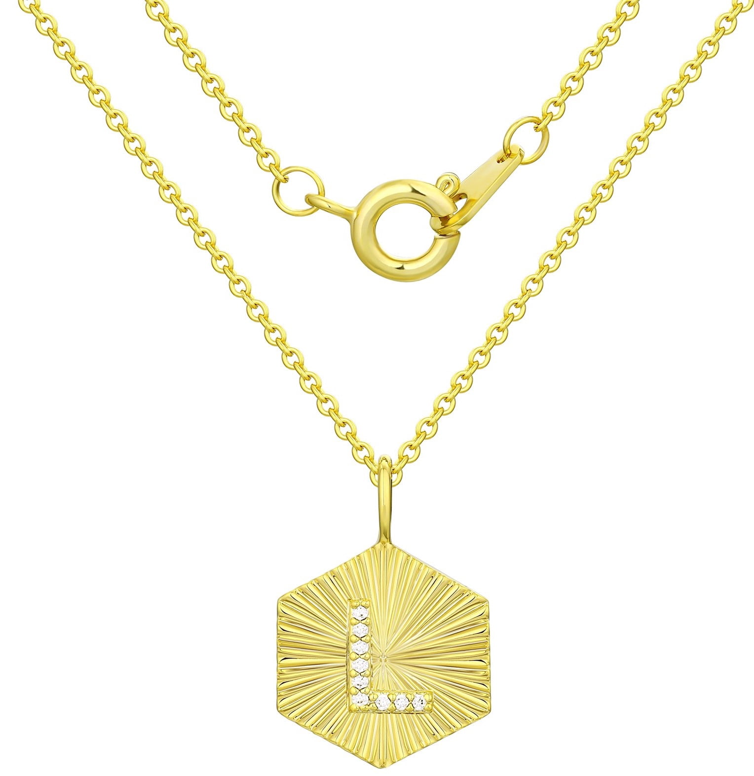 14KT Gold Flash Plated Double Necklace Set with Simulated Diamonds Adult