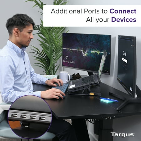 Targus - Chill Mat+ Laptop Cooling System with 4-Port USB Hub - Gray