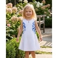 thumbnail image 4 of Girls White and Blue Floral Sleeveless Cotton Knee Length Casual Dress 6 Years, 4 of 6