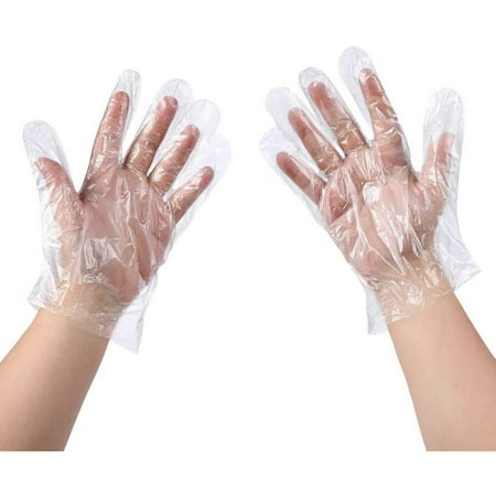 Meidong 500 PCS Plastic Disposable Gloves, Transparent, One Size Fits Most