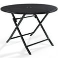 thumbnail image 2 of Crosley Furniture Palm Harbor Round Folding Outdoor Dining Table with Umbrella Hole for Outside Patio, 2 of 8