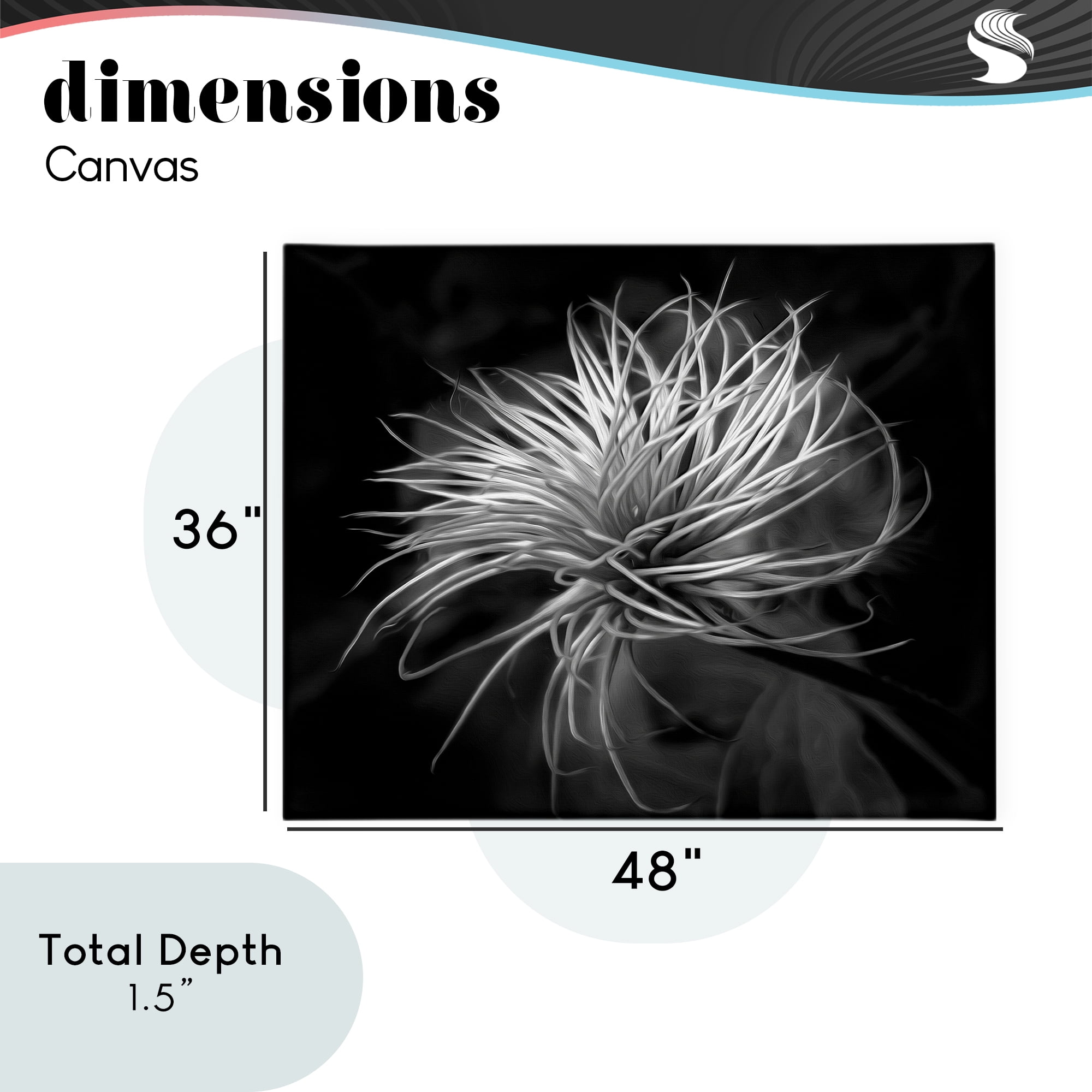 Twisting Botanical Leaves Contrast Canvas Wall Art, design by Phillip Flowers