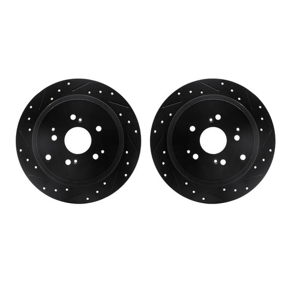 Dynamic Friction Company Rear Brake Rotors-Drilled and Slotted-Black 8002-59051