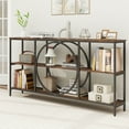 thumbnail image 5 of Barara King 3-Tier Console Table with Faux Marble Top and Storage Shelves, Narrow Entryway Table for Hallway, Living Room, Rustic Brown, 5 of 8
