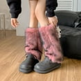 thumbnail image 2 of IDALL Faux Fur Fuzzy Leg Warmers Furry Boot Covers for Women, Warm Fuzzy Boot Cuff Boot Sleeves Leg Warmers for Party Costume Pink One Size, 2 of 3