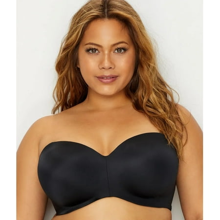 CURVY COUTURE Black Hue Smooth Strapless Multi-Way Bra  US 34H  UK 34FF  NWOT