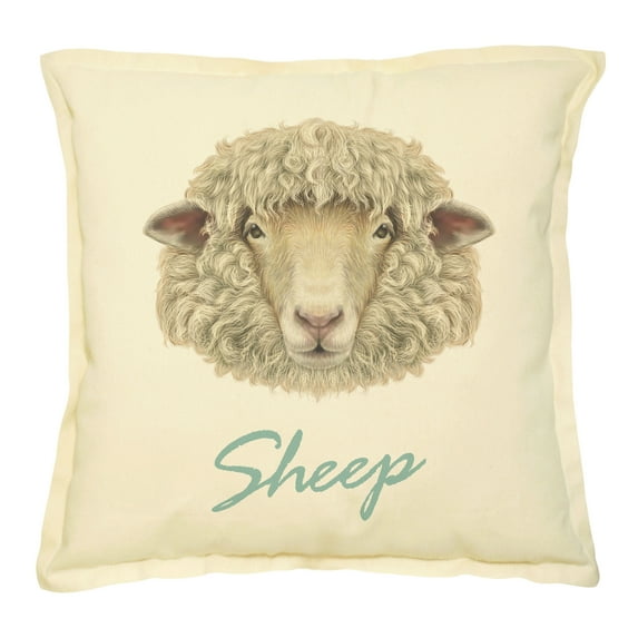 Portrait of Ram or sheep Printed Khaki Decorative Pillow Case VPLC_02 Size 18x18