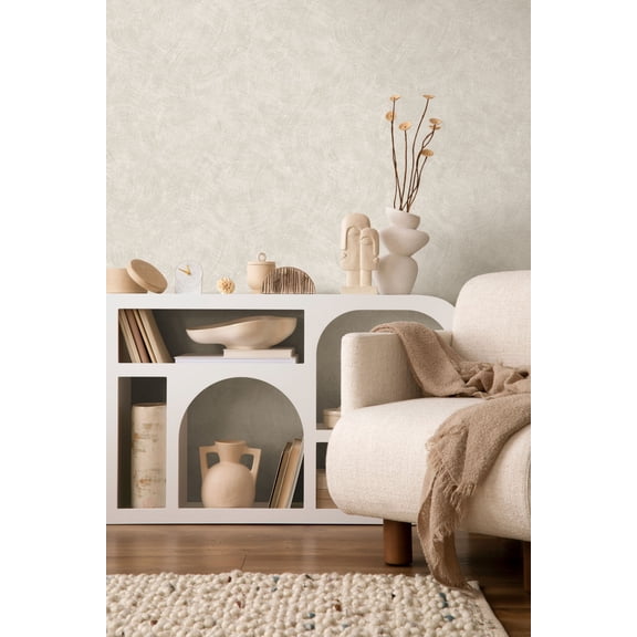 Cream Wave Motion Print Non Woven Non-Pasted Textured Wallpaper 57 Sq. Ft.