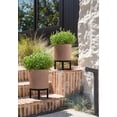 thumbnail image 3 of Veradek Demi Series Raised 12" Plastic-Stone Planter - (Terracotta/Black, 2 Pack), 3 of 10