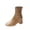 Khaki, variant on Womens Ankle Sock Boots Square Toe Chunky Block Heel Stretch Faux Leather Back Zipper Office Dating Dress Boots Black Size US6