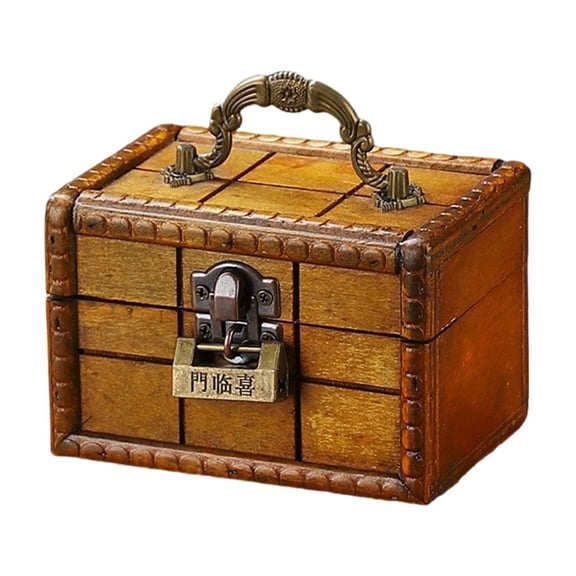 Antique Style Handled Wooden Chests Home Storage Organizers Bucolic Wooden Keepsakes Box For Keepsakes Office Supplies