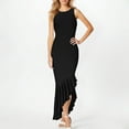 thumbnail image 6 of Drses‌‌ ‌‌‌‌‌‌‌‌‌‌‌‌‌Women's Crew Neck Sleeveless Bodycon Maxi Dress - Mermaid Cut with Ruffle Hem for Evening Cocktail Party, 6 of 7