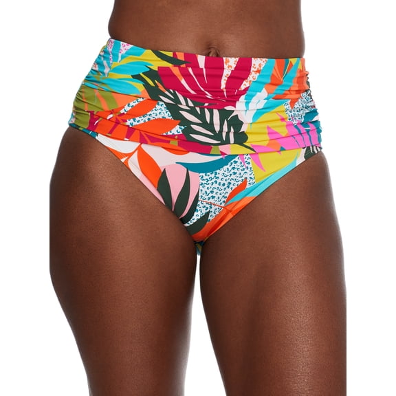 Bleu by Rod Beattie Women's Multicolor Shirred Bikini Bottoms 4 NWT