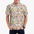 thumbnail image 3 of Balery Bunny Floral Printed Men’s Short Sleeve Polo Shirt, Midweight Men's Shirt,Golf Polo shirts -X-Large, 3 of 9
